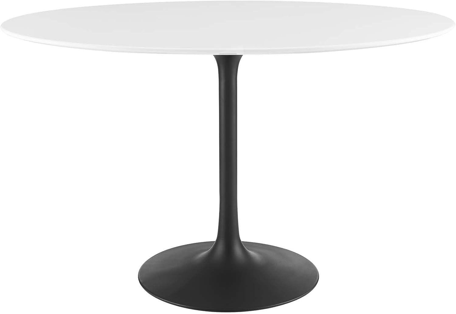 Pemberly Row Oval Wood Dining Table, 48 in Top with Powder-Coated Metal Base, Black/White Finish, Durable Construction, Modern Style for Kitchen or Dining Room