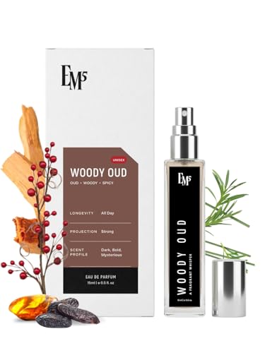Image of EM5 Woody Oud Unisex Perfume for Men & Women | Woody Oud Spicy Fragrance | Day & Night Eau De Parfum Spray | Luxury Gift for Him /Her | 15 ml