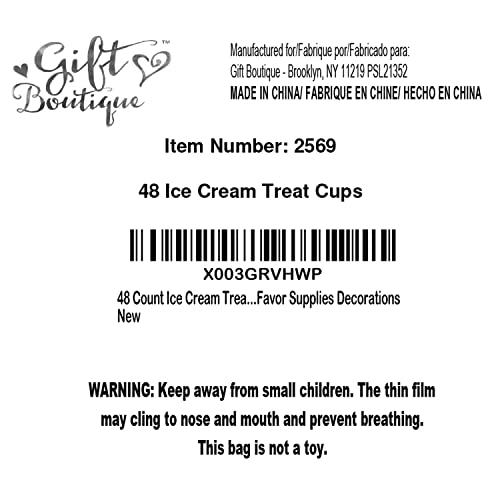 Gift Boutique 48 Count Ice Cream Treat Snack Cups 10 Oz. Disposable Paper Cup Dessert Ices Bowls Ice Cream Truck With Cones And Pops Design For Frozen Treats Cupcakes Party Favor Supplies Decorations #TOP6