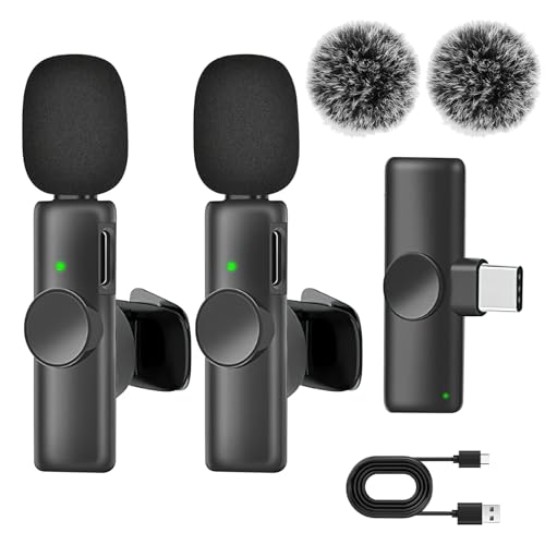 LANAFAY Wireless Lavalier Microphone 2-Pack for Type C Devices