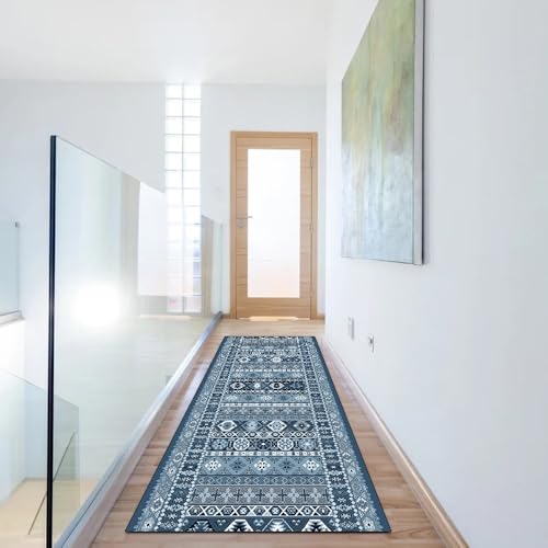 Alfombra de pasillo azul de 80x150 cm que da vida y confort a tu cocina o dormitorio 6