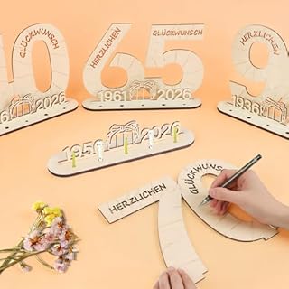 Seutgjie Decorazione per 70° compleanno, donna uomo, regalo in denaro, 70 pezzi, in legno originale, con catena luminosa a LED, per uomini e donne, anniversario, decorazione da tavolo 1956-2026