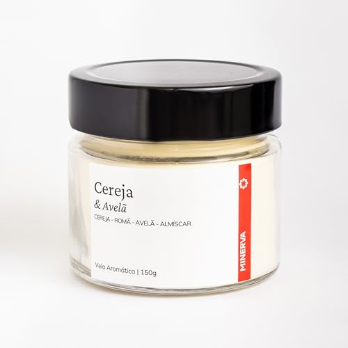 MINERVA - Vela Aromatica Perfumada Aromatizada Artesanal Aroma Doce Cereja e Avela - 150g