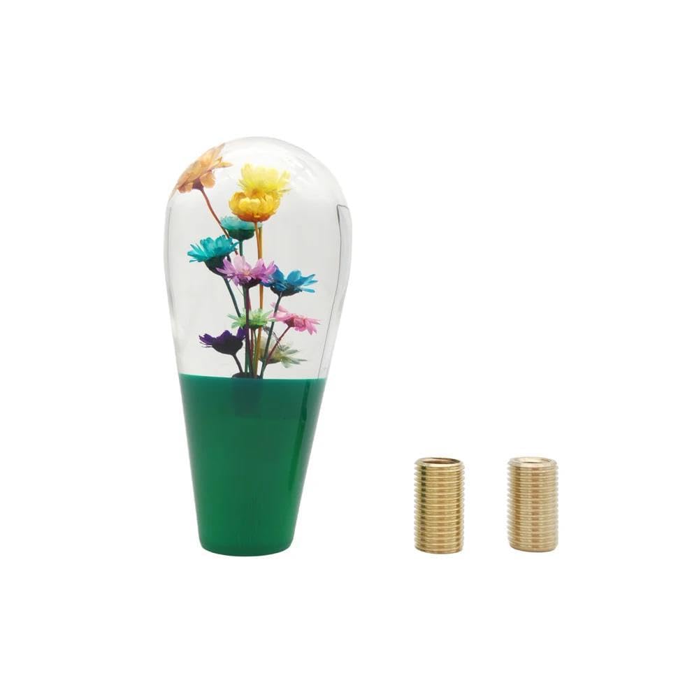 HYASDBWE JDM Car Accessories 10CM Flower Gear Shift Knob Manual Acrylic Crystal Transparent Gear Shifter Lever Change Knob Gear Shifter Parts(Green)