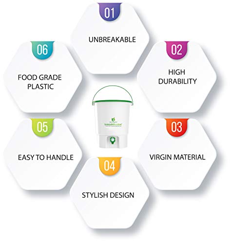 Image of BIO Drops Bokashi Bucket Indoor Composter 30L White & Green | No Foul Smell, No Worms, No Flies | Kitchen Waste Compost Bin | Advanced Japanese Bokashi Technology