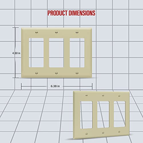 Enerlites Decorator Light Switch Or Receptacle Outlet Wall Plate, Gloss Finish, Size 3-Gang 4.50" X 6.38", Unbreakable Polycarbonate Thermoplastic, Ul Listed, 8833-I, Ivory #TOP1