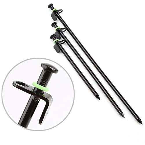 Lightton Tent Stakes, Heavy-Duty Steel Solid Tent Stakes Pegs For Outdoors Mountain 8-Inch Camping Hiking With Metal Stopper 8Pcs + 8Pcs Fluorescent Rubber Circle #TOP2