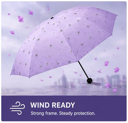 Image of Umbrella for Women | Umbrellas for Men | UV Coated 3 Fold Umbrella for Rain with Auto Open and Close Small Printed Folding Travel-Foldable Windshield