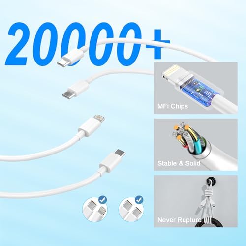 아이폰 차량용 충전기 고속 충전, 60W 차량용 충전기 + 두 가지 유형의 케이블, 2개 — 사진 5