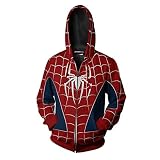 MODRYER Pull Spiderman dans Le Spider-Verset Hoodie Miles Morales Cosplay Sweatshirt 3D Veste À Capuche Imprimée Imprimée 3D,Red-Medium