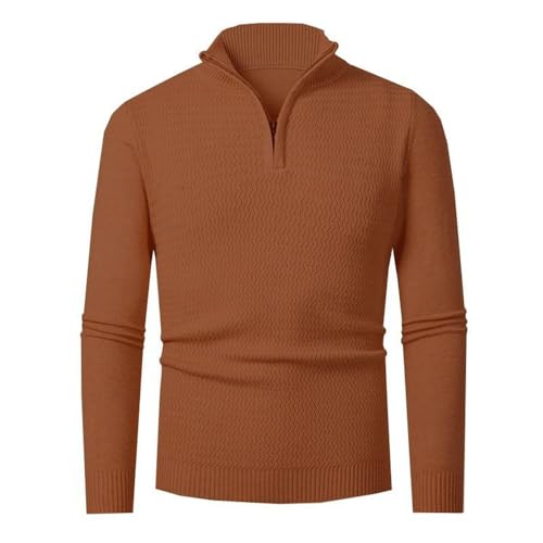 Men Basic Sweater Youth Men Temperament Trend Knit Sweater Slim Fit Warm Comfortable Men Long Sleeve Pullover Casual Soft Breathable Men Knitwear U-Caramel M