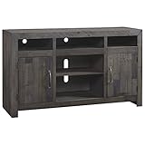 Signature Design by Ashley Mayflyn Large TV Stand with Fireplace Option Charcoal