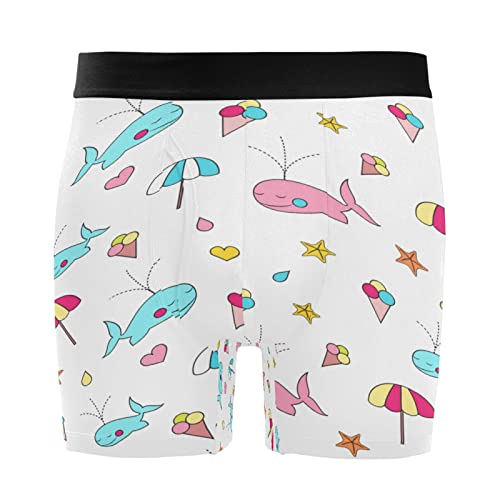 Bóxer para hombre de delfín y ballena pack de 2 calzoncillos elásticos blancos
