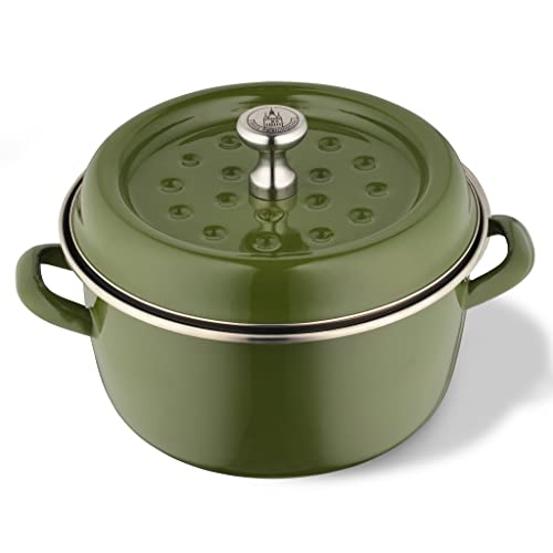 Edyna H.14.7 D.24 - Olla con tapa esmaltada (5,5 L), color verde oscuro Cover