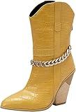 Material: Die Damen Cowboys Stiefel aus hochwertigem Material, die Sohle kann helfen, die Schuhe leicht zu gehen und die Einlegesohle helfen, Ihren Fuß Ferse zu schützen.