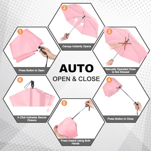 Lejorain Automatic Folding Umbrella Compact - Slim Flat Portable Mini Pocket Umbrellas Sturdy Durable Big Umbrella for Rain and Wind — view 4