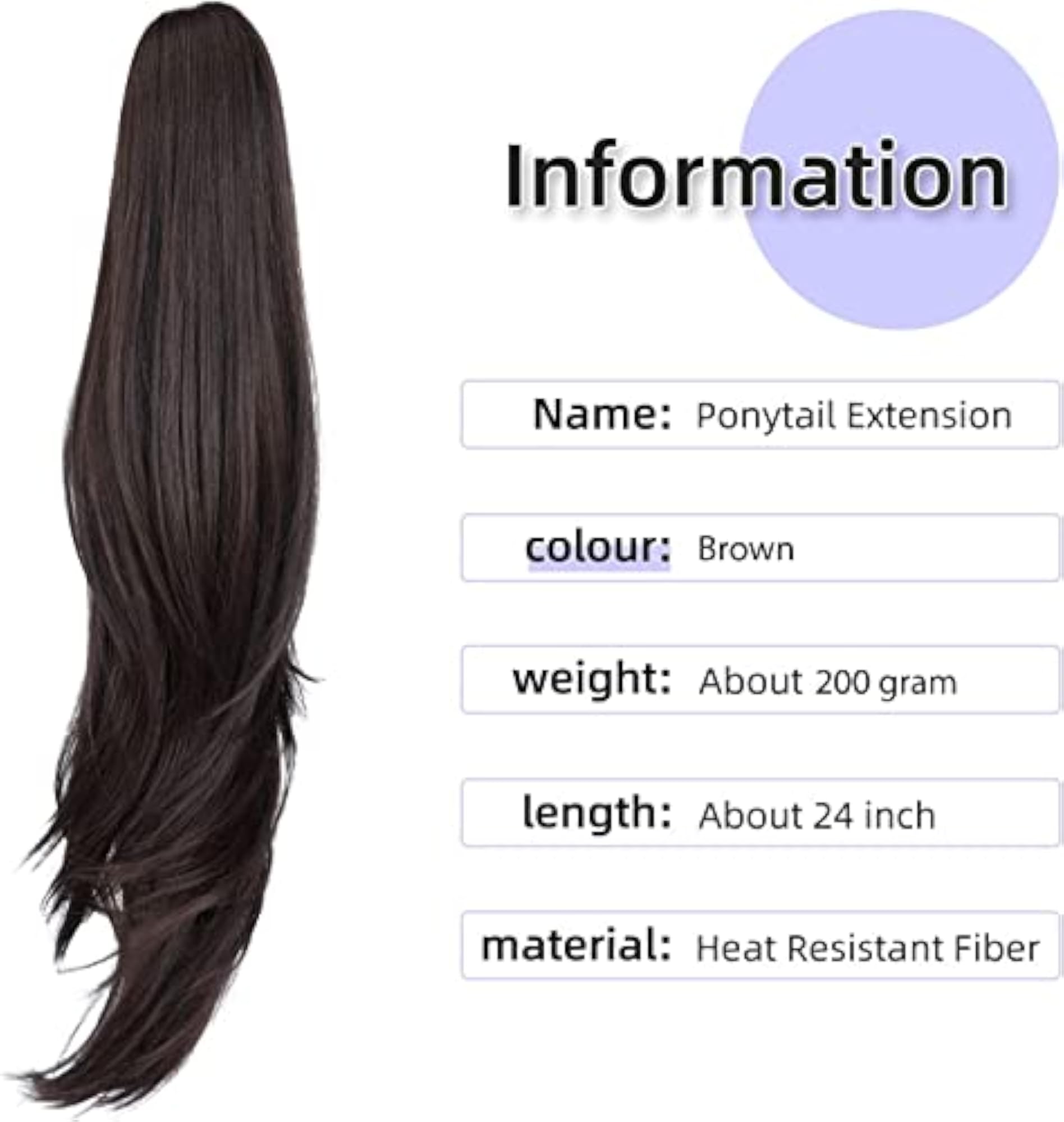 Claw Clip Ponytail Hair Extension, 24 Inch Long