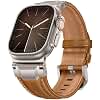 Leather Strap Compatible with Apple Watch Ultra Straps 49 mm 46 mm 45 mm 44 mm Genuine Leather Robust Metal Plug for Ultra 3 2 1 Series 11 10 9 8 7 6 5 4 SE3 SE Watch Strap