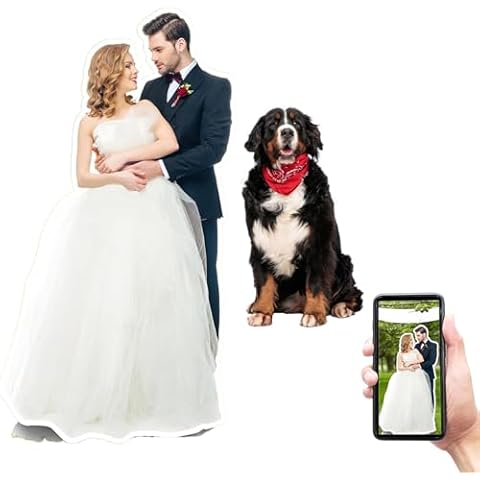 1-8 Ft Life Size Cardboard Cutout with Stand, Personalized Lifesize Picture Stand-Up Photo Props, Human Stand for Wedding Decoration Cover