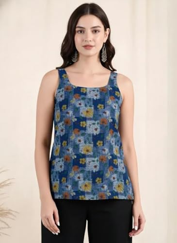 Image of Pinkmint Women Kurti Tops | Sleeveless Printed Kurti for Women | Cotton Blend Short Kurta Tops | Casual, Office Wear, College & Summer Tunic Tops for Women | Pack of 2