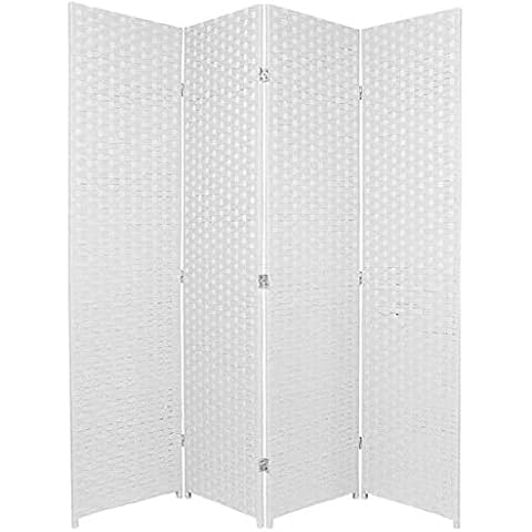 SaleemExpress Folding Raffia Weave Wicker Privacy Panels/Room Dividers (4, White) Cover