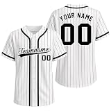 Personalisiertes Baseball Trikot mit Knopfleiste & Nadelstreifen, Individuelle Baseball-Shirts für Manner, Frauen, Jugendliche, Druck-Namennummern Baseball Jersey Shirt