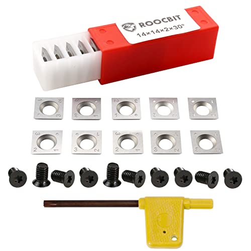 14mm Carbide Inserts Cutters Knives Replacement Square Straight 14 x 14 x 2mm for ROOCBIT CNC Spoilboard Surfacing Router Bit Woodworking Spiral Helical Planer Head 10PCS