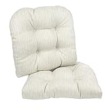 Klear Vu Gripper Overstuffed Universal Non-Slip Dining Chair Cushions for Kitchen Decor or Office Use, U-Shaped Skid-Proof Seat Pad, 17x17 Inches, 2 Count (Pack of 1), Chenille Ivory