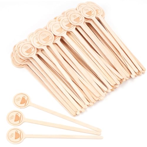 Rclxl 100PCS-COFFEE STIRRERS 100Pcs Coffee Stirrers-5.9 Inch Natural Wooden Stir Sticks With Round Ends, Disposable Eco-Friendly Biodegradable Cafe Grade Coffee Stir Sticks Wood Beverage Mixer cover