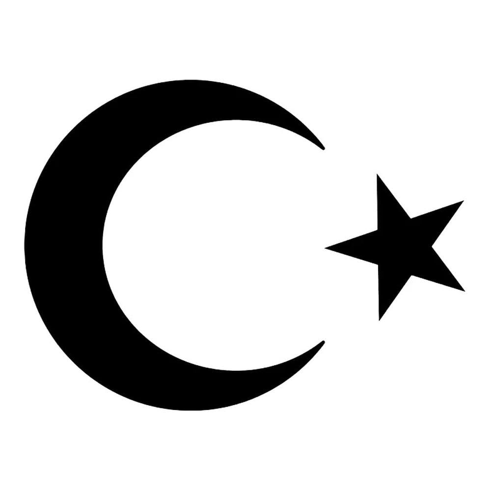 Vinyl Decal Flag Moon and Star Car Sticker Waterproof Auto Decors On Truck Bumper Rear Window(Black)