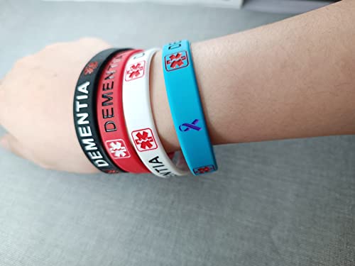 Luxglitterlin Medical Alert Bracelets Dementia Silicone Rubber Sport Emergency Id Bracelets Waterproof Wristband For Men Women Kids (Br_Med_Rubber_Dementia) #TOP3
