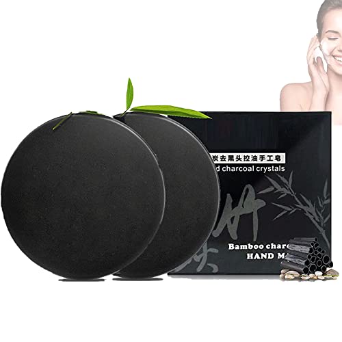 Bamboo Charcoal Blackhead Remover Soap, Natural Face Soap & Body Soap, Blackhead Removal Soap, Quick and Gentle Blackhead Removal, Deep Cleans Skin Blackheads, for All Skin Types (2PCS)