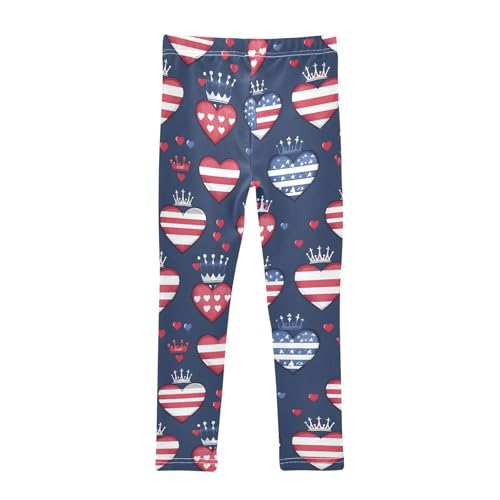 Hearts Crown USA Girls Leggings Athletic Pants Tights Stretch Bottom2