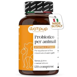 PROBIOTICI PER CANI di Alta Qualità Made in Italy. Fermenti Lattici Cane e Gatto, 120 Compresse - 4 MESI di Fornitura. Supporto alla Digestione, Contrasta Prurito e Allergie. Sviluppato da Veterinari