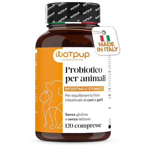 PROBIOTICI PER CANI di Alta Qualità Made in Italy. Fermenti Lattici Cane e Gatto, 120 Compresse - 4 MESI di Fornitura. Supporto alla Digestione, Contrasta Prurito e Allergie. Sviluppato da Veterinari