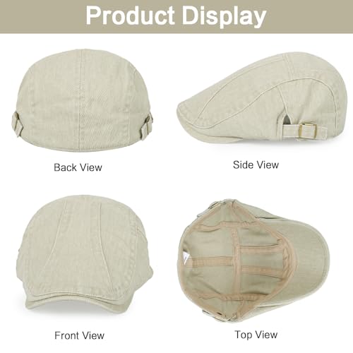 Image of 3Pcs Men's Newsboy Caps Cotton Cooling Hat Adjustable Flat Cap for Men