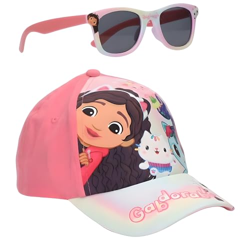 Gabby's Dollhouse Ensemble Lunettes de Soleil et Casquette de Baseball | Accessoires pour Enfants Casquette d’Été Légère et Lunettes de Soleil UV400 pour la Plage et les Vacances