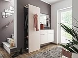 emotion Garderobe Porta 3 TLG Schuhschrank Paneel Spiegel 14 Paar lackiert Creme-Grafit