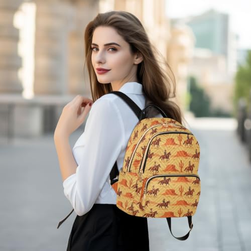 Mochila de gran capacidad con estampado vintage de vaca y cactus 6