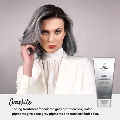 FOUR REASONS Color Mask - Graphite - (27 Colors) Toning Treatment, Color Depositing Conditioner, Tone & Enhance Color-Treated Hair - Semi Permanent Hair Dye, Vegan and Cruelty-Free, 6.76 fl oz - Thumbnail 3