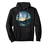 mens Sacred Geometry Meets Nature Outdoor Mountains & Galaxy Pullover Hoodie