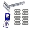 Double Edge Safety Razor for Unisex, 10 Platinum Coated Double Edge Blade Refills Safety Razo, Women Men's Razor with a Delicate Box,