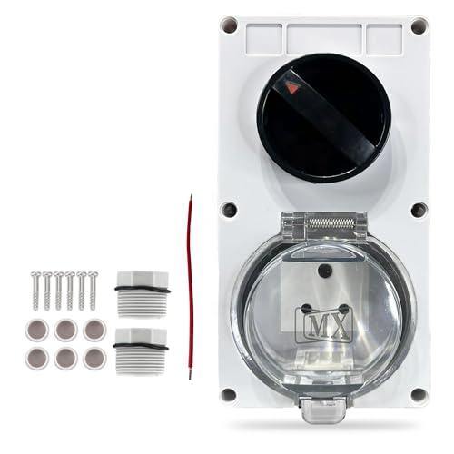 Image of MX IP66 Waterproof Outdoor Electrical Indian Socket Box 6A /250V with Spring Lid Cover, 250V 6A Weatherproof Dustproof ABS Enclosure for Garden Balcony Terrace