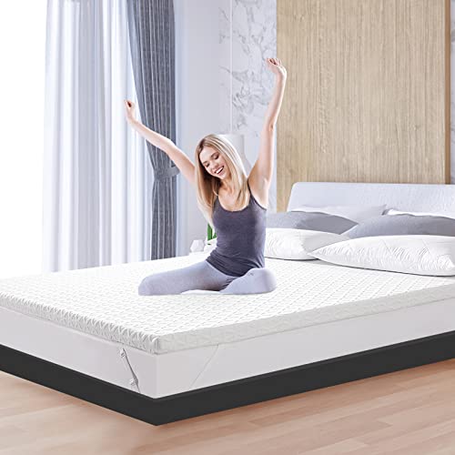 Harny 3 Inch Gel Memory Foam Mattress Topper Queen Size, High Density Cooling Pad Pressure Relief Bed Topper For Back Pain, With Removable Breathable Soft Bamboo Cover, Certipur-Us Certified #TOP6