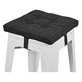 baibu 12 Inches Square Seat Cushion, Super Soft Bar Stool Square Seat Cushion with Ties- One Pad Only, Gray-Black (12'' (30CM))
