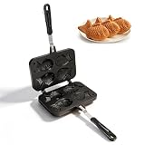 ZAWELIYO Taiyaki Fish Shape Cake Maker Non Stick Waffle Baking Mold, Electric Fish Shaped Waffle Iron Pan, Korean Bungeoppang Pan, Double Baking Mold