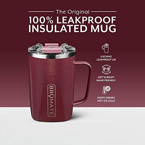 Brümate Toddy - 16Oz 100% Leak Proof Insulated Coffee Mug With Handle & Lid - Stainless Steel Coffee Travel Mug - Double Walled Coffee Cup (Glitter Merlot) #TOP1