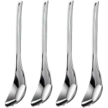 MIUPOO Thickened Stainless Steel Soup Spoons, Asian Chinese Japanese Flat Soup Spoons Large for for Ramen Noodles Bowl Table Serving, Silver,1.57Inches, 4 Pieces