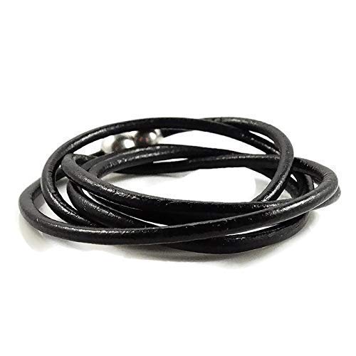 Black Leather Wrap Bracelet For Women - Multi Strand Cuff 7.5 Inch - Trendy Birthday Gift For Daughter #TOP4