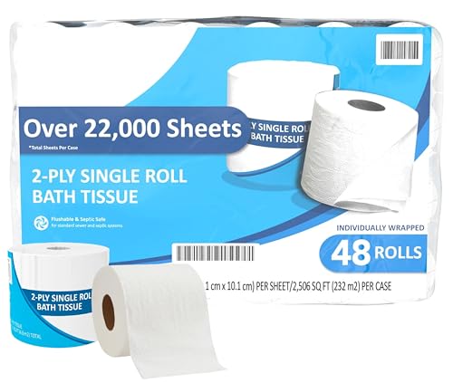 Bath Tissue Standard Roll 2-Ply 4 x 4 470 Sheets 48 CT Marathon Individually Wrapped